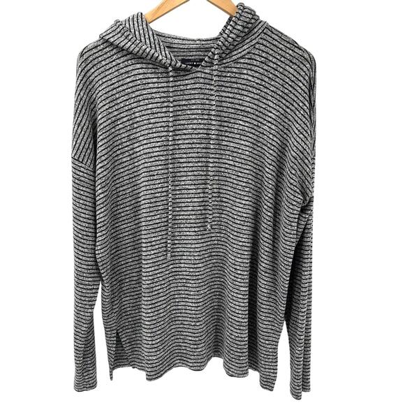Lucky Brand Tops - Lucky Brand Hoodie Mens Large Gray Black Striped Pullover Cloud Jersey